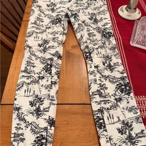 Anthropologie Black and White Toile Print Pants Skinny Sz 4 Hot Air Balloons